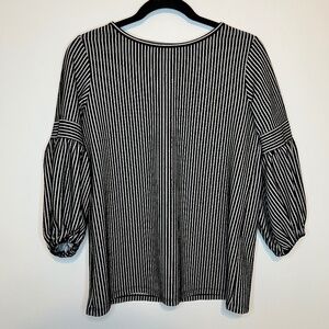 Max Studio Striped Puffy Sleeves Relaxed Shirt